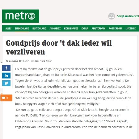 Goudprijs door ’t dak – ieder wil verzilveren